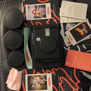 Black Lomo'instant Lomography Instant Camera and 3 Lenses